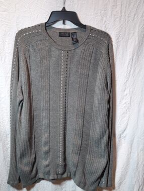Big And Tall XXl Axcess Men's Charcoal Open-Stitch Crewneck Sweater